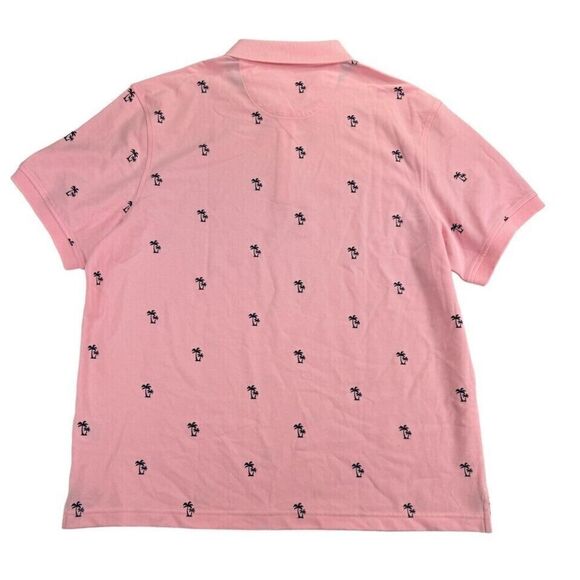 Club Room Mens Shady Palm Print Polo Shirt Short Sleeve Cotton Cupid Blush Sz XL - Picture 2 of 6